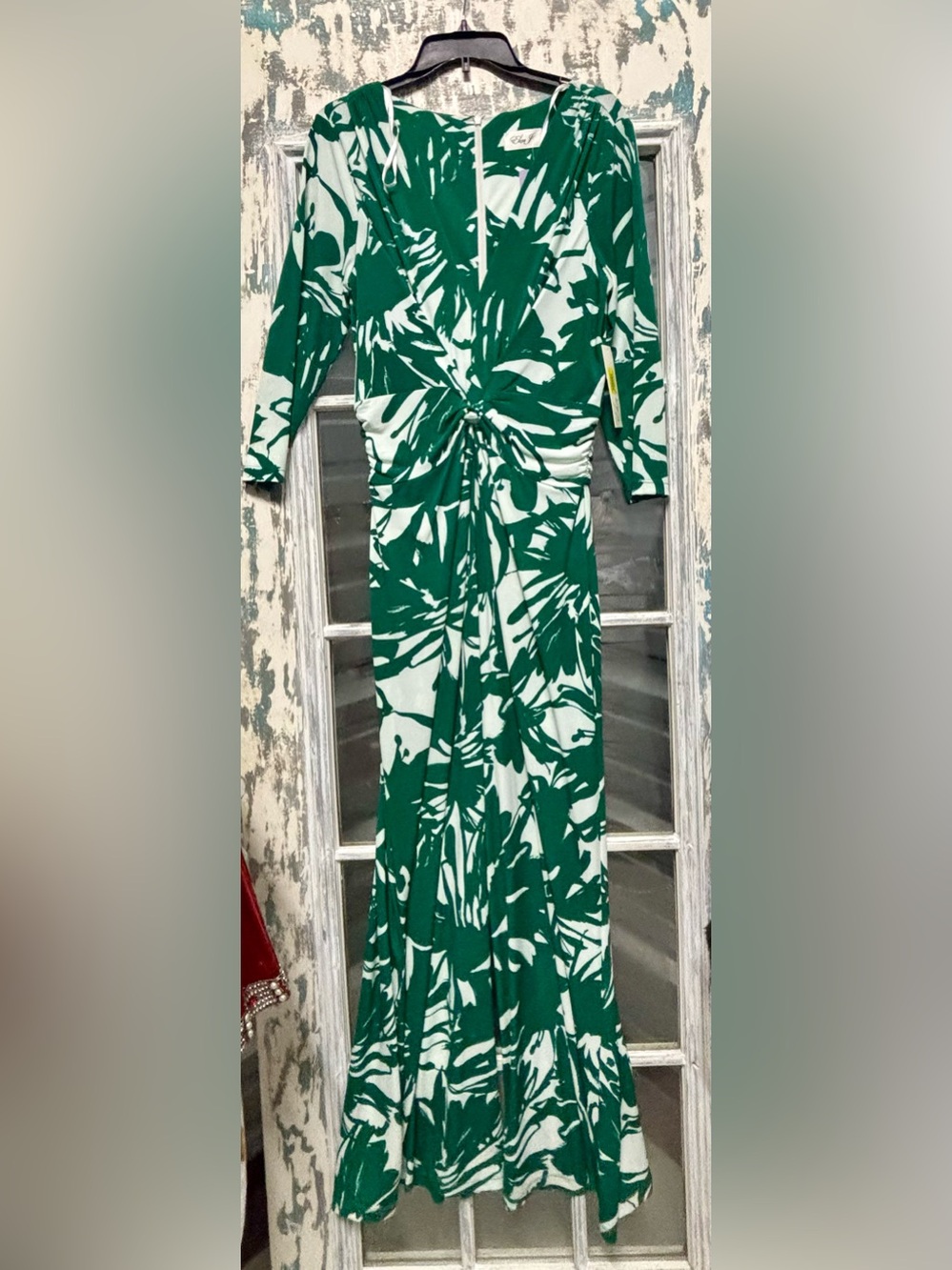 New Green & White Twist-Front Maxi Jumper